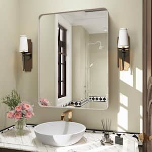 24 in. W x 32 in. H Premium Aluminum Framed Rectangular Bathroom Vanity Wall Mirror in Brushed Nichel