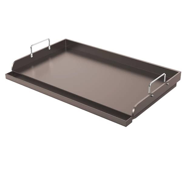25 in. x 16 in. Physical Nitriding Iron Flat Top Outdoor Griddle with Removable Handles and Grease Trough