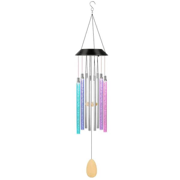 Solar Wind Chimes for Outside, DesGully 6 LED Tubes Color Changing Outdoor Clearance Unique Garden Decor Colorful Patio