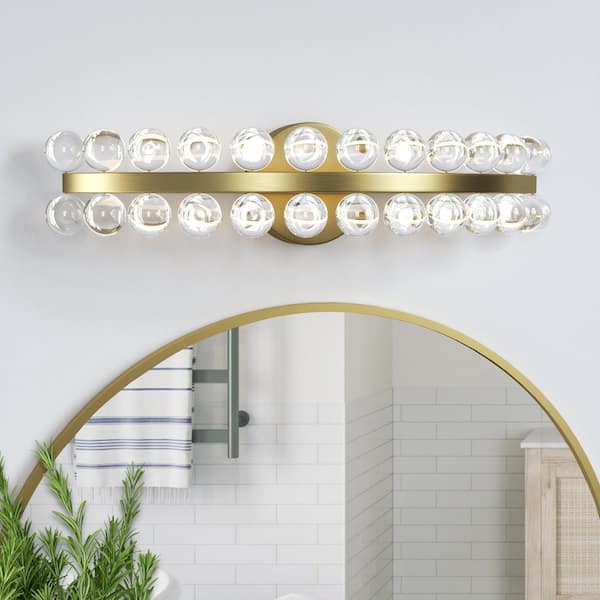 21.7 in Brass LED Crystal Ball Shade Bathroom Vanity Lighting