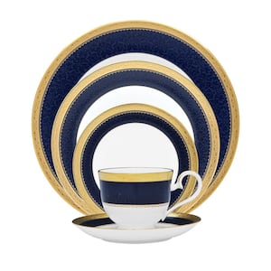 Odessa Cobalt Gold 5-Piece (Gold) Bone China Place Setting, Service for 1