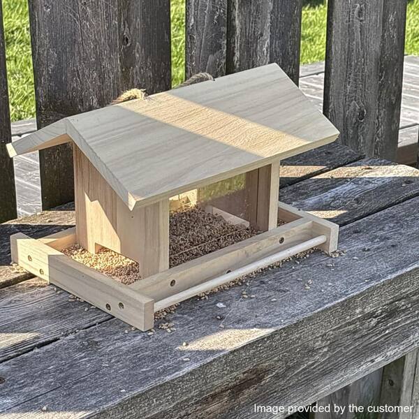 SenQWFa Brown Wood Hanging Mount Large Capacity Open Windows Bird