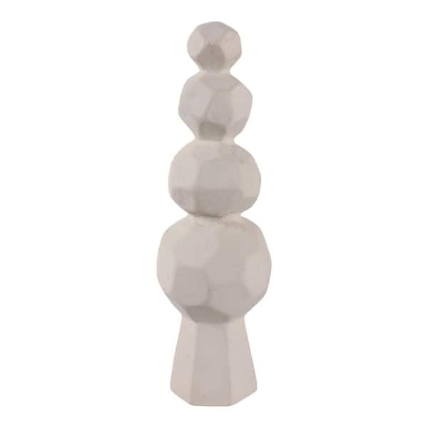 Liv & Skye White 6.25 in. x 19 in. Ceramic Faceted Rocks Sculpture