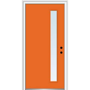 32 in. x 80 in. Viola Left-Hand Inswing 1-Lite Clear Low-E Painted Fiberglass Prehung Front Door on 4-9/16 in. Frame