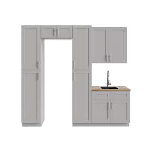 Richmond Vesuvius Gray Plywood Shaker Ready to Assemble Base Kitchen Cabinet Laundry Room 102 in W x 24 in D x 96 in H