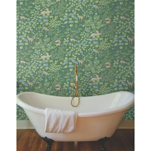 Meadow Green Woodland Floral Paper Peel and Stick Matte Wallpaper
