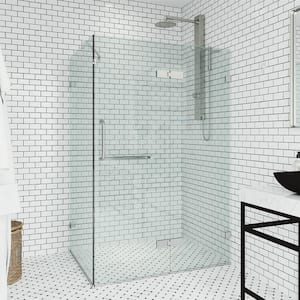 Monteray 30 in. L x 46 in. W x 73 in. H Frameless Pivot Rectangle Shower Enclosure in Chrome with 3/8 in. Clear Glass