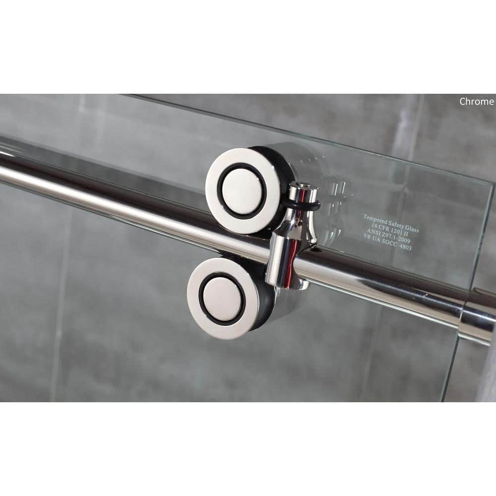 Langham 60" Frameless Sliding Shower Door with Chrome Finish