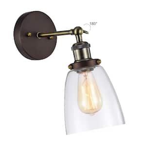 4.76 in. Metal Brown Wall Sconce with Clear Glass