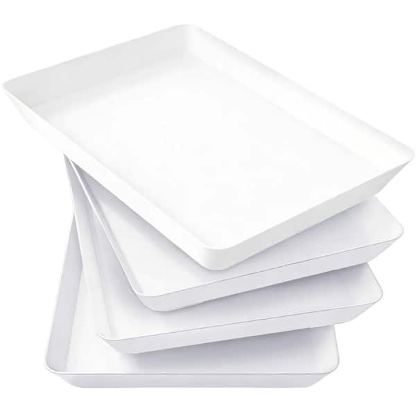 13.5 in. x 9.5 in. x 1.3 in. Plastic Serving Trays for Buffet, Party Supplies, Charcuterie, Appetizer and Snack (4-Pack)