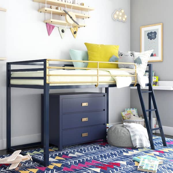 Monarch Hill Haven Navy Twin Size Metal Junior Loft Bed