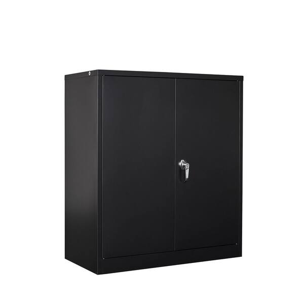 Zeus & Ruta Black File Cabinet with 2-Doors and 2 Adjustable Shelves ...