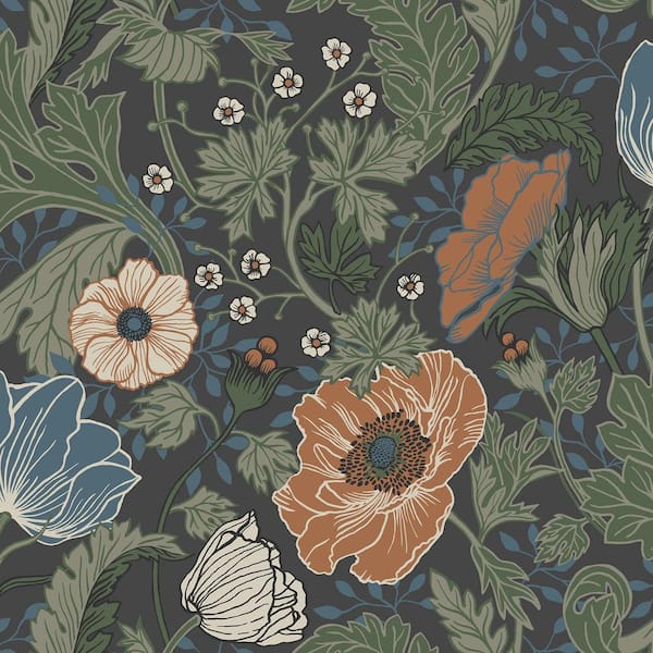 A-Street Prints Anemone Multi-Colored Floral Wallpaper Sample
