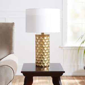Hive Gilded 21 in. Gold Table Lamp with Linen Shade