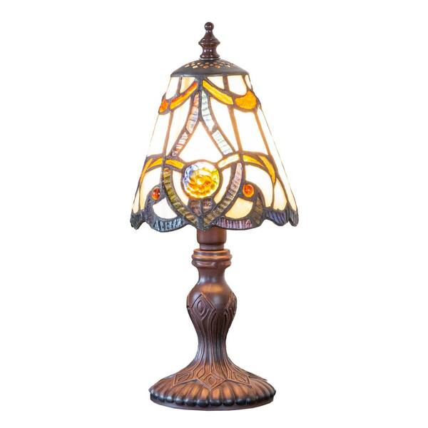 River of Goods 12.25 in. H Amber Table Lamp with Stained Glass Brandi Shade