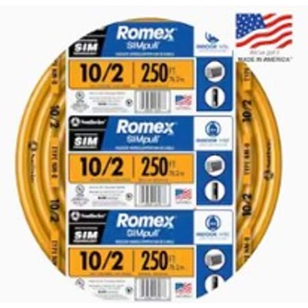 Southwire 250 ft. 10/2 Solid Romex SIMpull CU NM-B W/G Wire