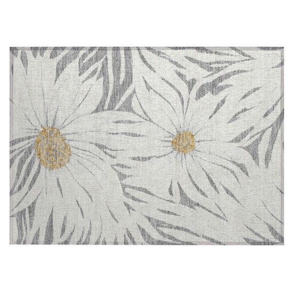Chantille Machine Washable Indoor/Outdoor Abstract ACN2263 Gray 1 ft. 8 in. x 2 ft. 6 in. Accent Rug