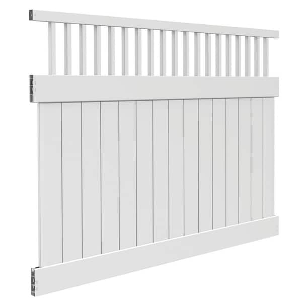 Rainier 6 ft. x 8 ft. White Closed Picket Top Vinyl Fence Panel