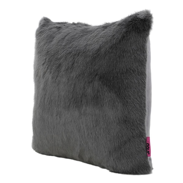 Noble House Lindsey Dark Grey Solid Polyester 18 in. x 18 in. Throw Pillow