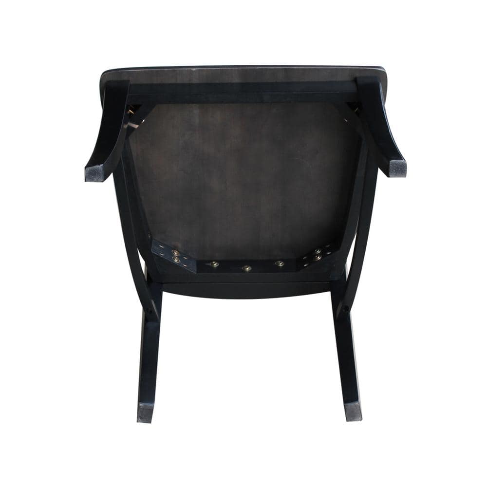 Black High Cross Back Solid Wood Dining Chair