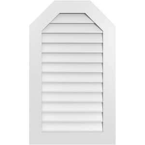 24 in. x 40 in. Octagonal Top Surface Mount PVC Gable Vent: Decorative with Standard Frame