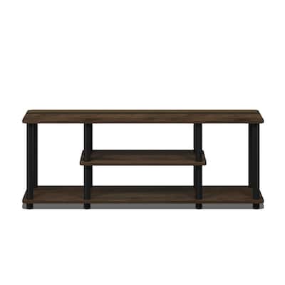 Turn-N-Tube No Tools 43.8 in. Columbia Walnut/Black Particle Board Fits 42 in. 3-Tier Entertainment TV Stand