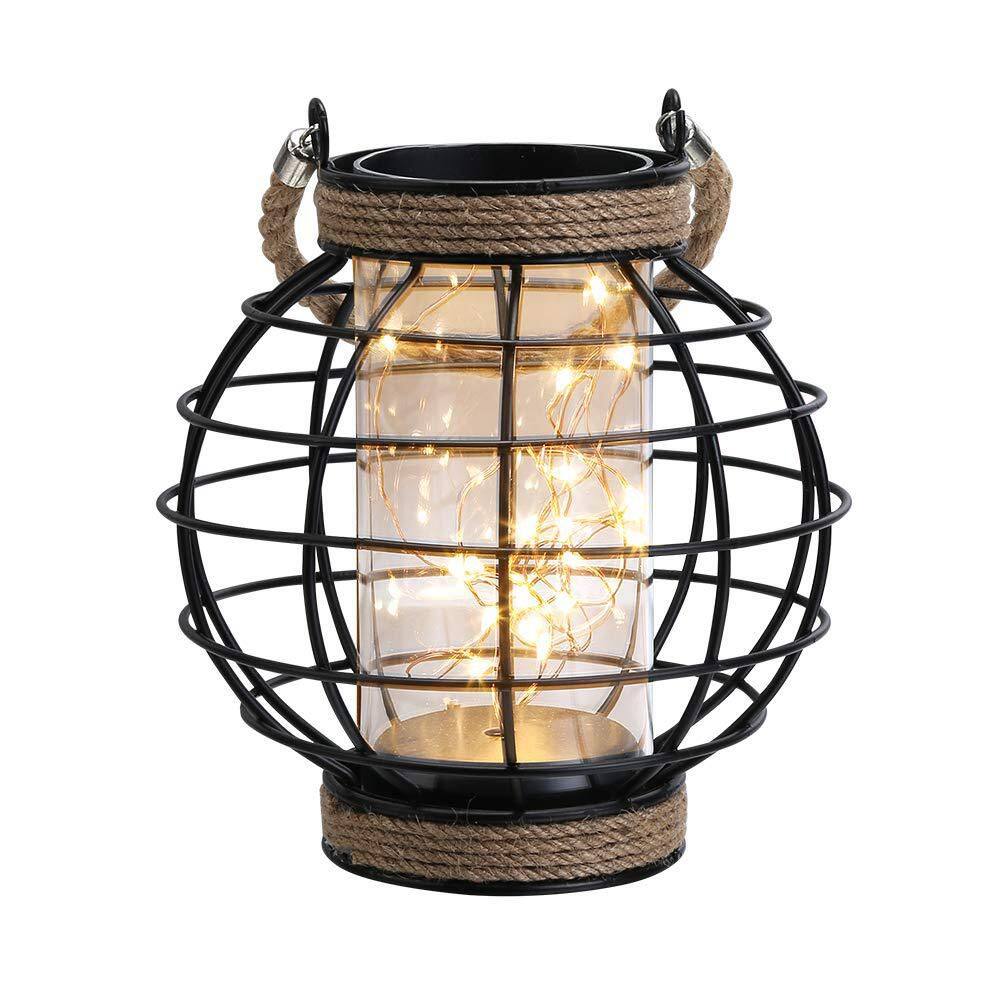 7.3 in. H Brown Metal Cage LED Lantern Battery Powered, Cordless Accent Light with 20-Pieces Fairy Lights price history on PriceWatchPro