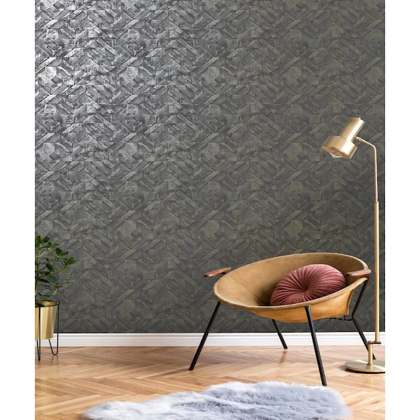 Walls Republic Weathered Metal Zigzag Wallpaper Navy Gold Paper Strippable Roll Covers 57 Sq Ft R6519 The Home Depot