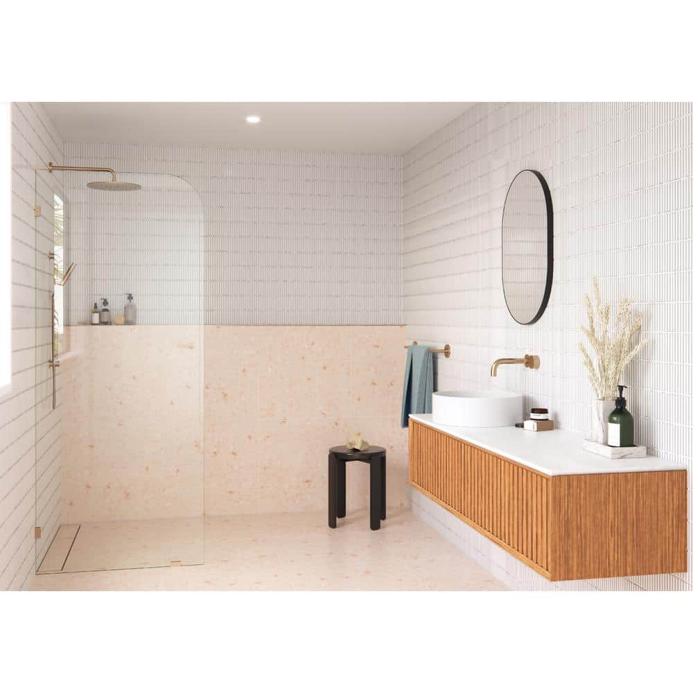Brushed Bronze Frameless Glass Shower Panel with Brass Hardware