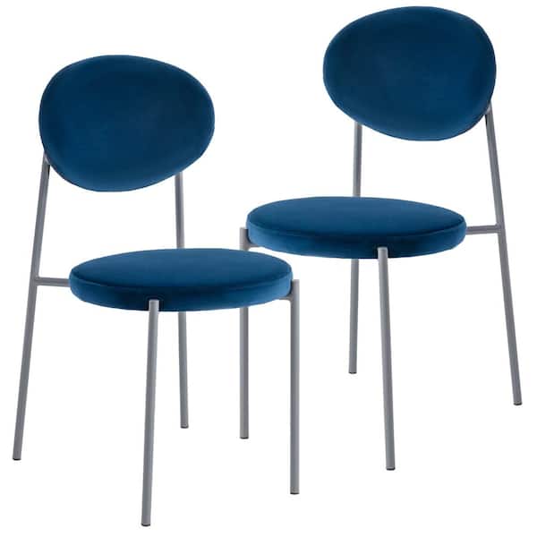Leisuremod Euston Navy Blue Velvet Dining Chair Set of 2