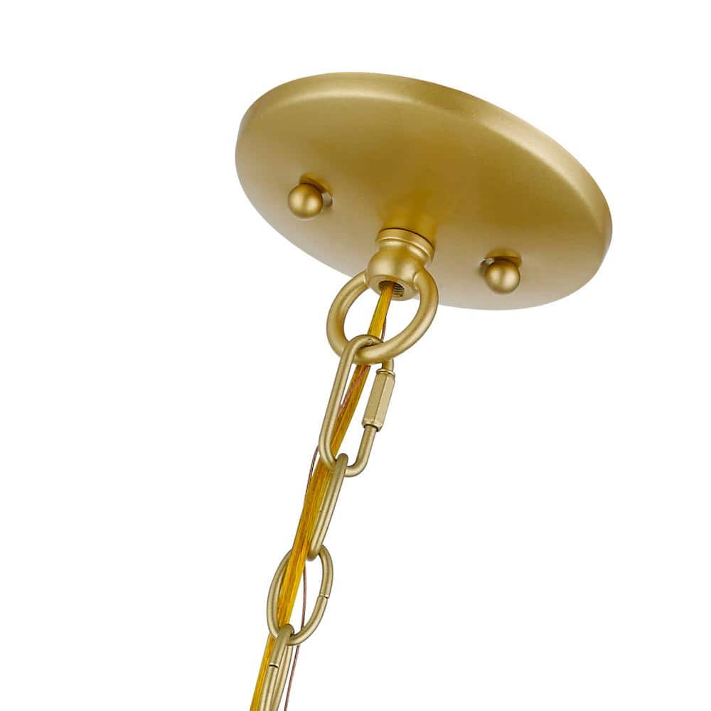 Mini Soft Gold Brass Drum Pendant Chandelier with Off-White Shade