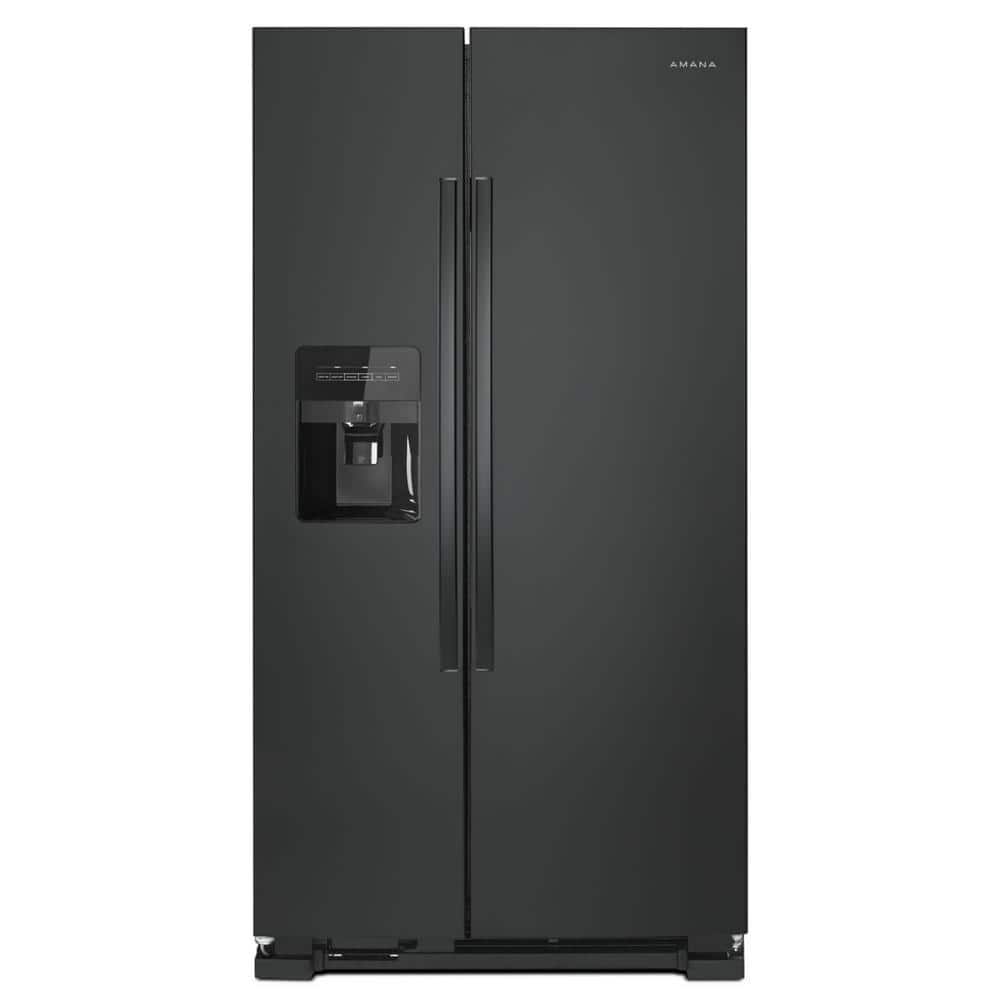 Amana 24.6 cu. ft. Side by Side Refrigerator with Dual Pad External Ice and Water Dispenser in Black
