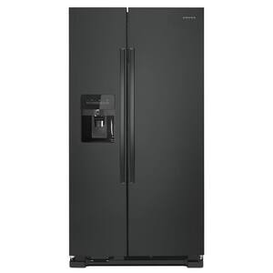 24.6 cu. ft. Side by Side Refrigerator with Dual Pad External Ice and Water Dispenser in Black