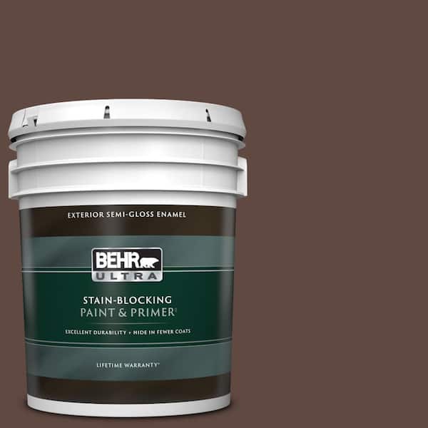 BEHR ULTRA 5 gal. #N150-7 Chocolate Therapy Semi-Gloss Enamel Exterior Paint & Primer