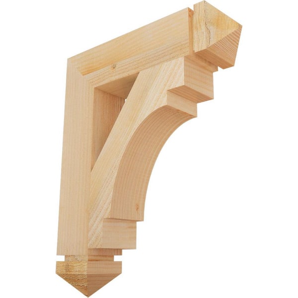 Ekena Millwork 4 in. x 22 in. x 18 in. Douglas Fir Merced Arts and Crafts Rough Sawn Bracket