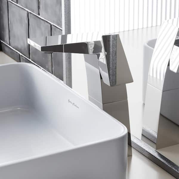 Swiss Madison Carre Single-Handle High-Arc Single-Hole Bathroom Faucet in Polished Chrome