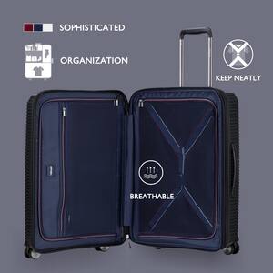 20/24/28 in. Black Premium Suitcases with Wheels, Expandable Spinner Hardshell Luggage Sets for Christmas, TSA Approved