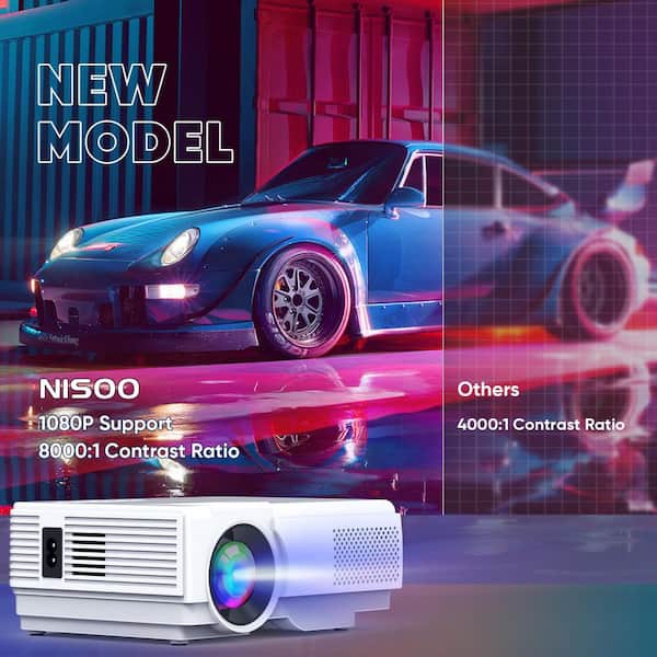 Augbeer Plastic Outdoor Wall Projector Kit with WiFi Bluetooth