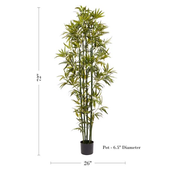 Realistic Green Faux Silk Houseplant Potted Artificial Bamboo Plant 