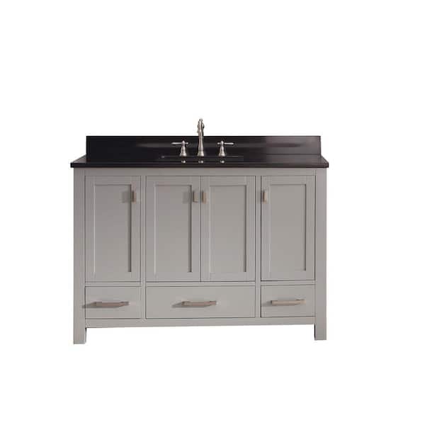 Avanity Modero 49 in. W x 22 in. D x 35 in. H Vanity in Chilled Gray with Granite Vanity Top in Black and White Basin