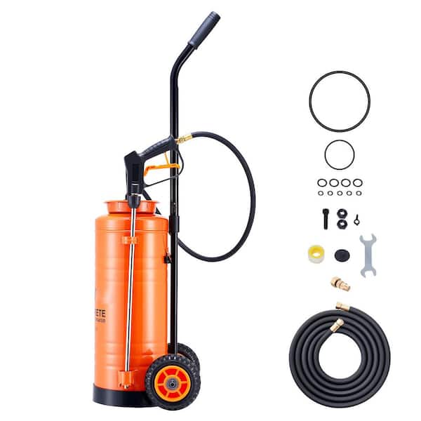 3.5 Gal. Concrete Sprayer with Cart, Steel Tank, Tri-Poxy Pump, 20.5 in. Wand, 48 in. and  120 in. Hoses, 2 Nozzles