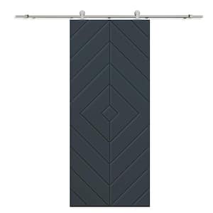 Diamond 36 in. x 96 in. Fully Assembled Charcoal Gray Stained MDF Modern Sliding Barn Door with Hardware Kit