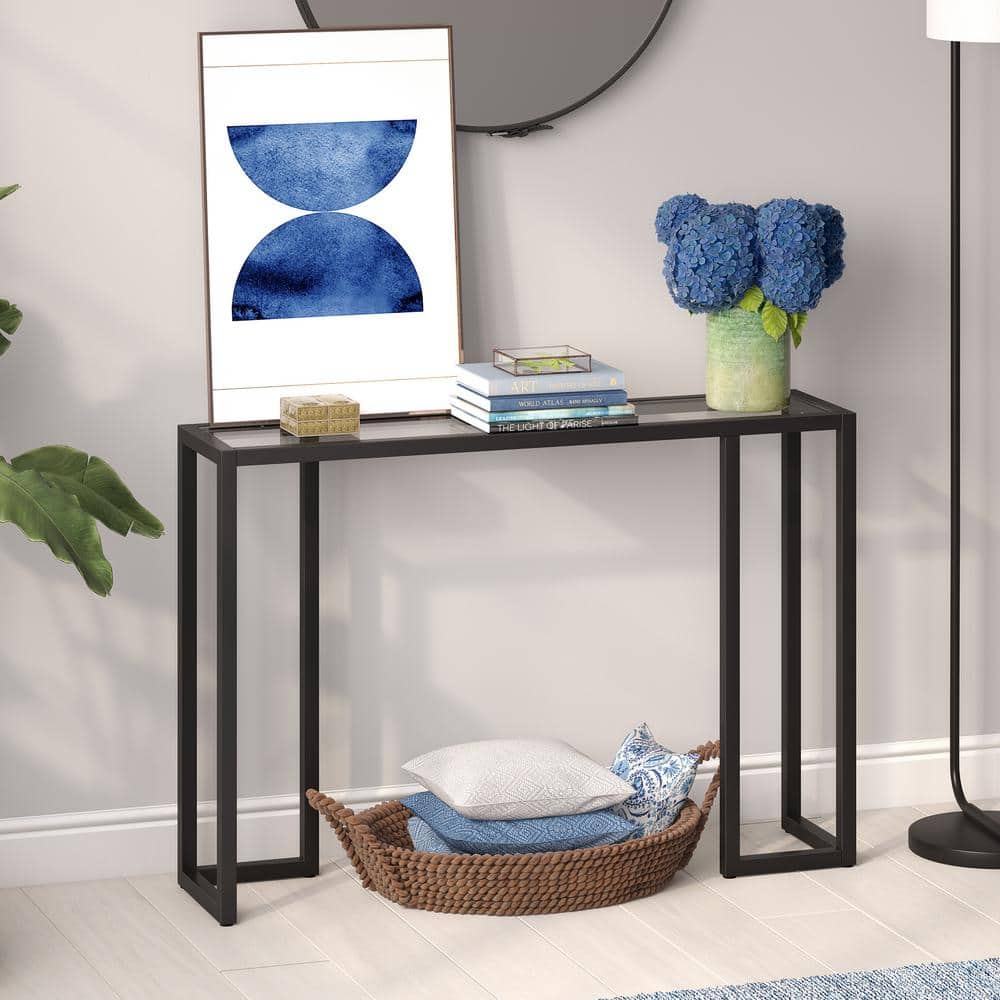 Oscar Blackened Bronze Glass Hallway Table with Storage