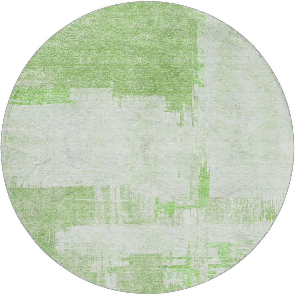 Dream Shag Premium Machine Washable Abstract ADS624 Green 8 ft. x 8 ft. Round Rug price history on PriceWatchPro