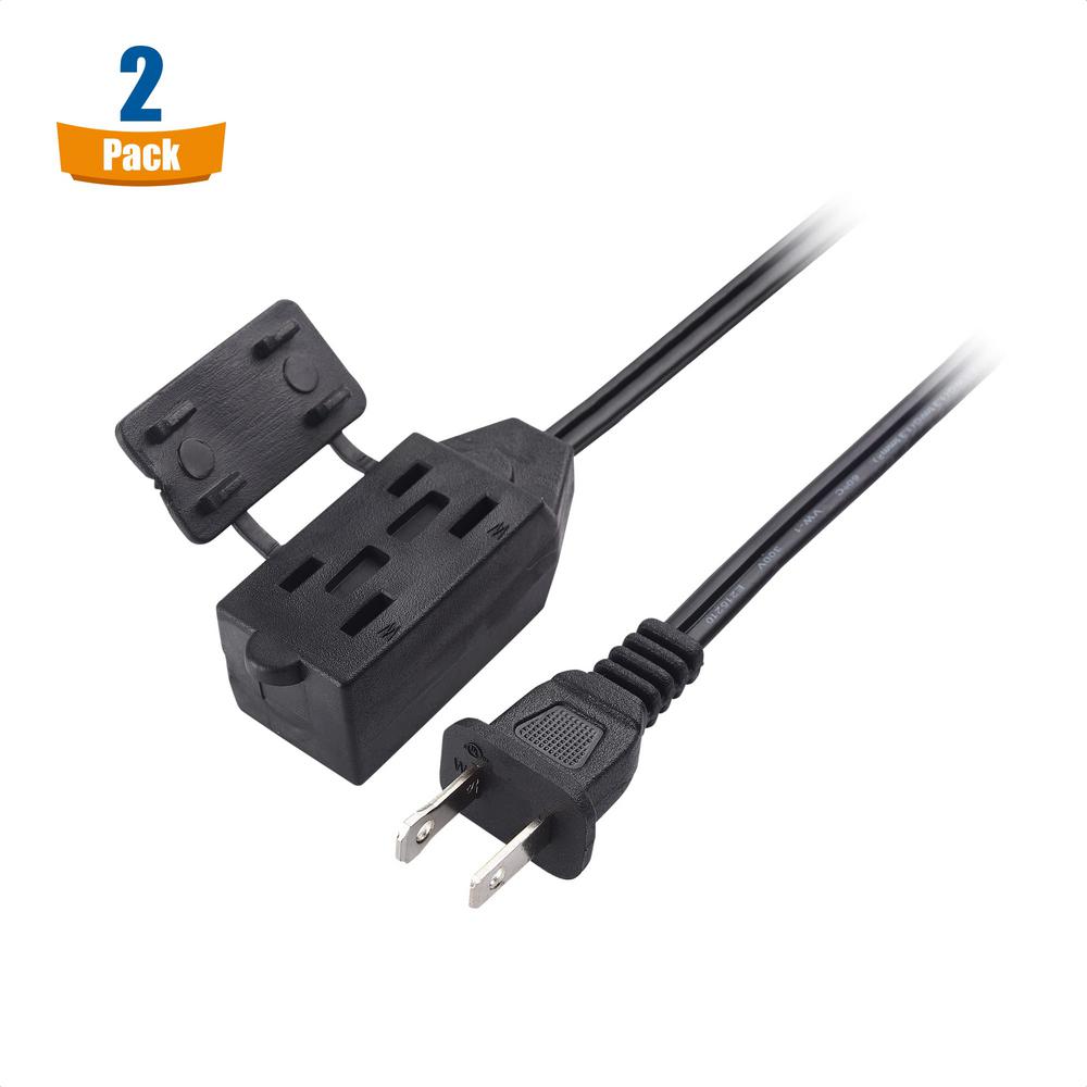 KMCPOWER 3-Outlet Indoor Extension Cord With Tamper Guard – 12ft, 16 Gauge, 2-Pack
