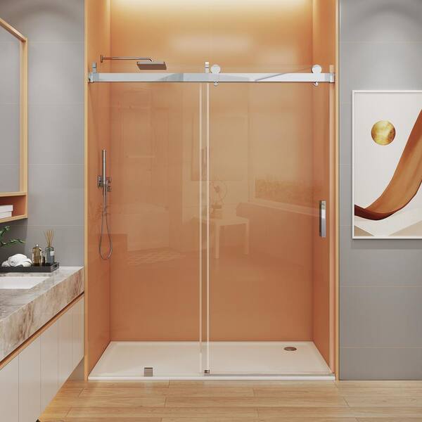MCOCOD 60 in. W x 72 in. H Single Sliding Frameless Soft Close Shower