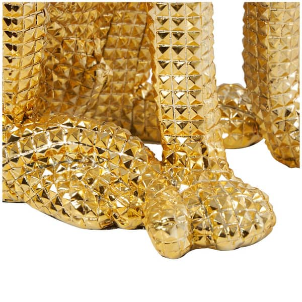 Litton Lane Gold Resin Sitting Leopard Sculpture with Diamond Facet Texture  044013 - The Home Depot