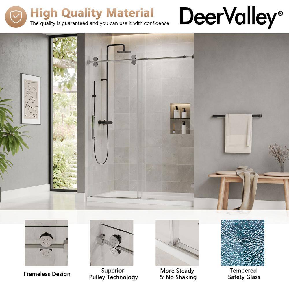 Concord 60" Frameless Sliding Shower Door with Chrome Finish