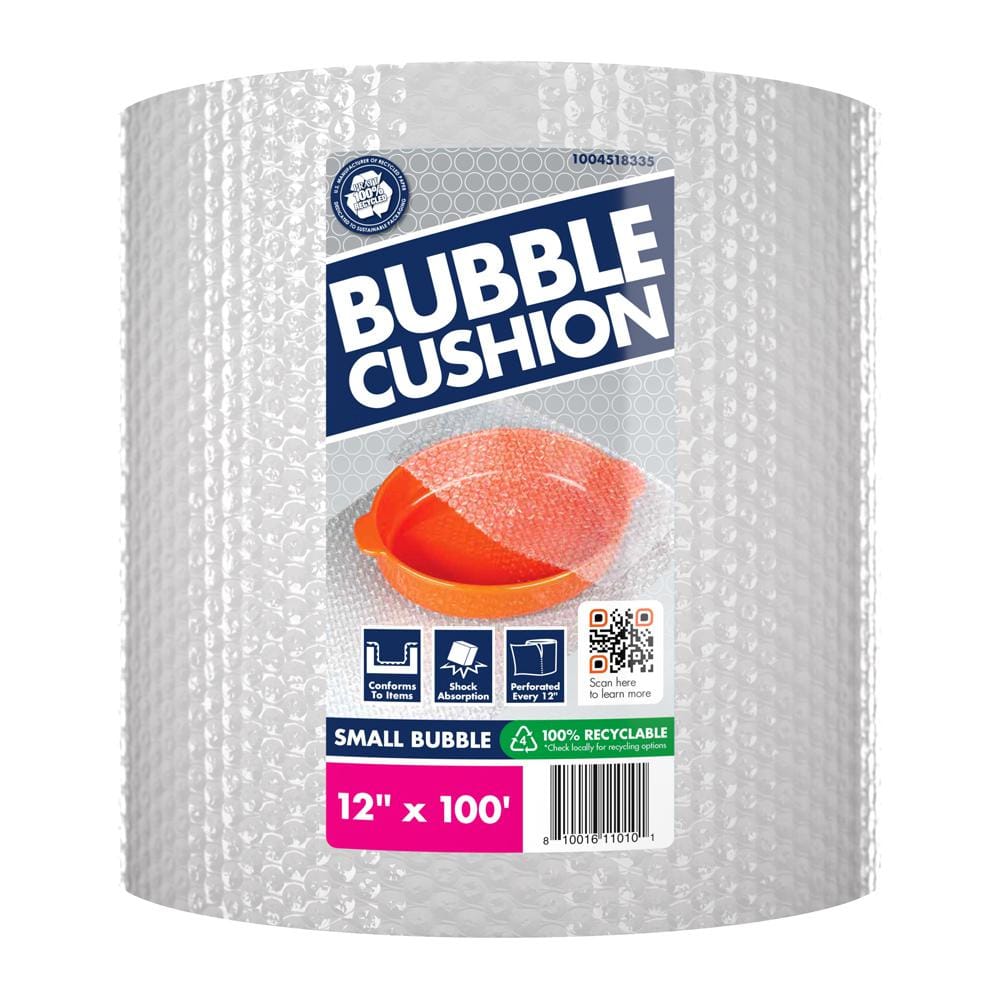 DFEND Brand, 12 in. x 250 ft. Bubble Cushion Roll, Bubble Wrap, Clear, 1  Roll Model # DF1001