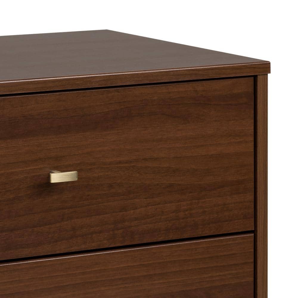 Mid-Century Modern Cherry 2-Drawer Wide Nightstand